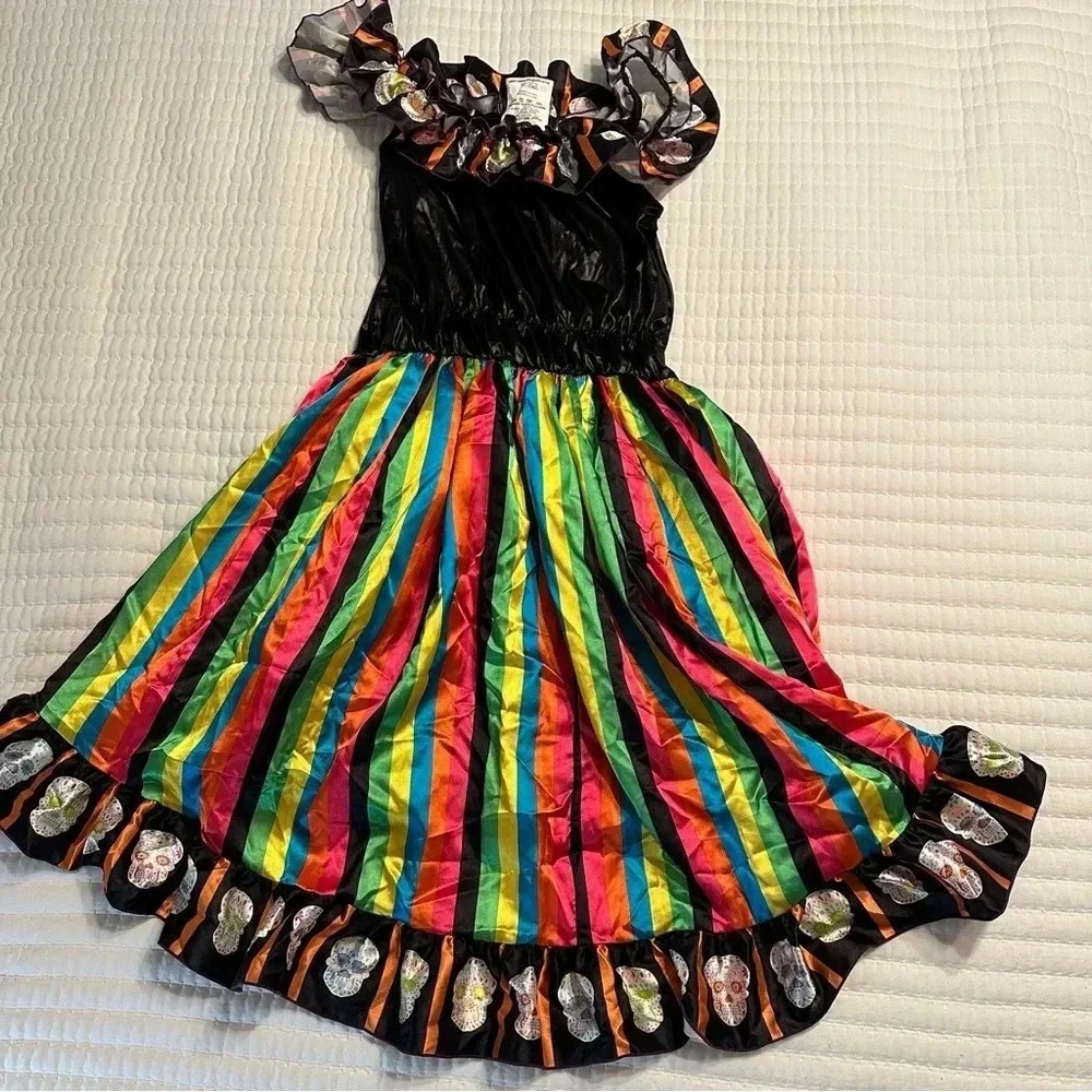 Kids Rainbow Sugar Skull Costume